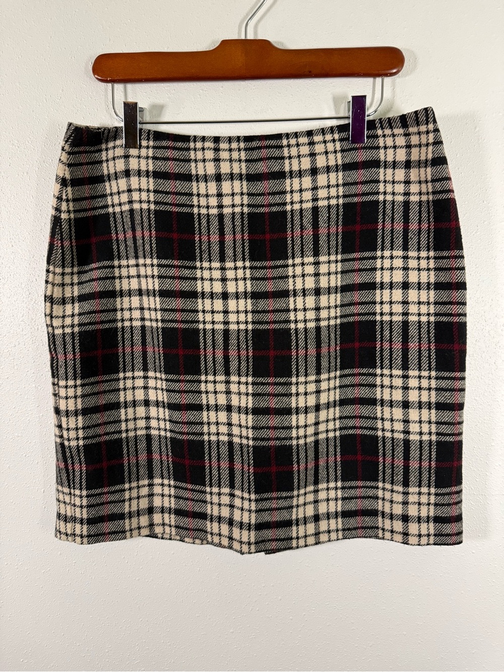Vintage Karen Kane Plaid Wool Blend Mini Skirt Made USA Size 10
